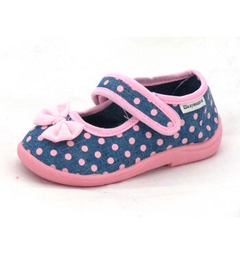 Тапочки для девочки Горошек джинс