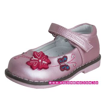 Туфли для девочки  розовые Бабочки на поляне Шалунишка (20)