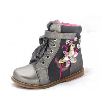 Демисезонные ботинки для девочки Букет серебро